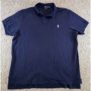 Polo Ralph Lauren Polo Shirt Mens XL Navy Blue Custom Fit Pima Stretch Mesh